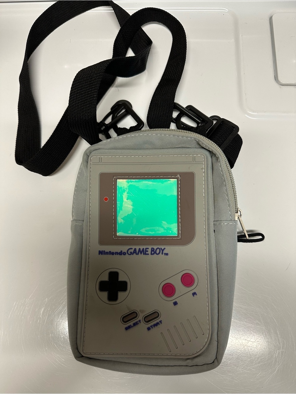 Nintendo Game Boy Style Crossbody Bag in Gray with Pink Accents